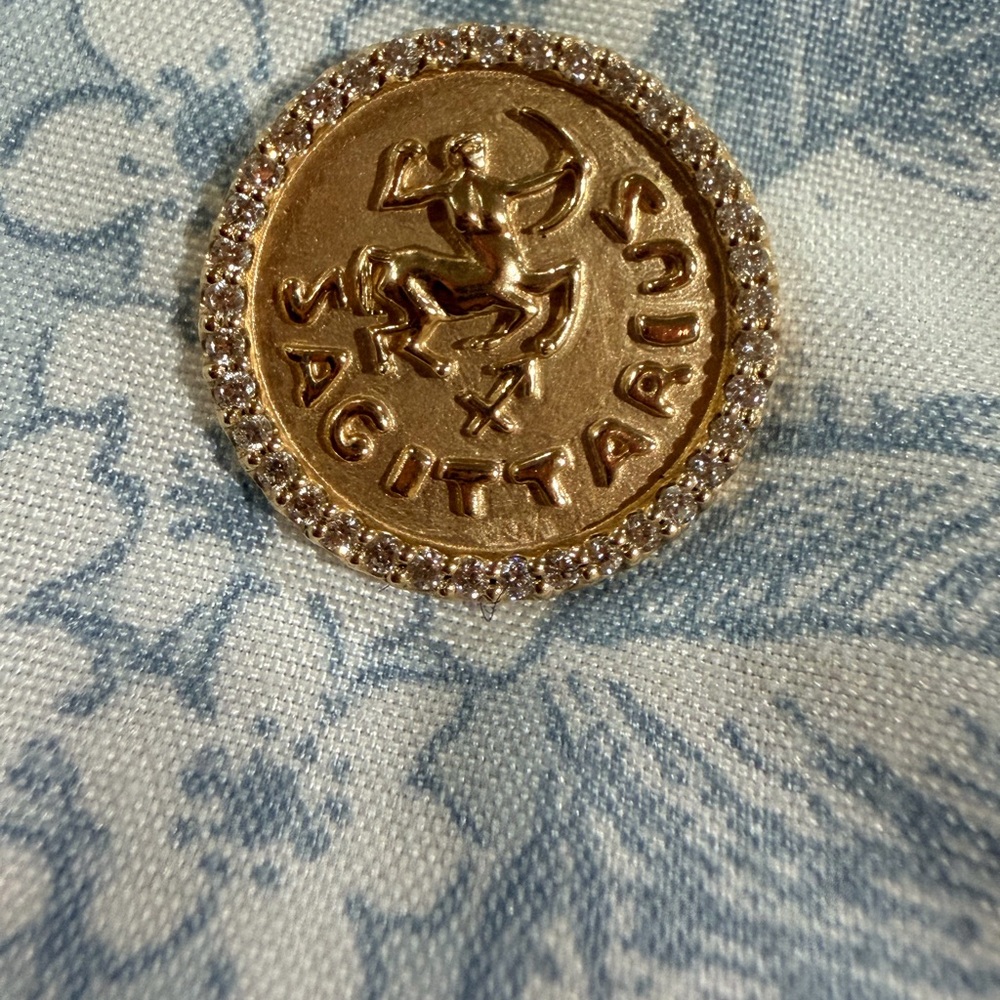 ❌❌❌SOLD!!!Diamond Sagittarius Zodiac Charm Pendant 14 Karat Yellow Gold